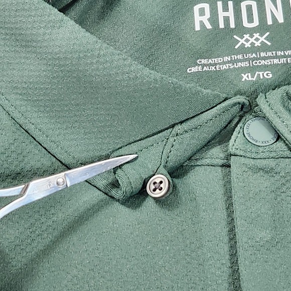 Rhone Commuter Polo Shirt Mens XL‎ Green Navy Raglan Performance Golf Stretch - Picture 4 of 12